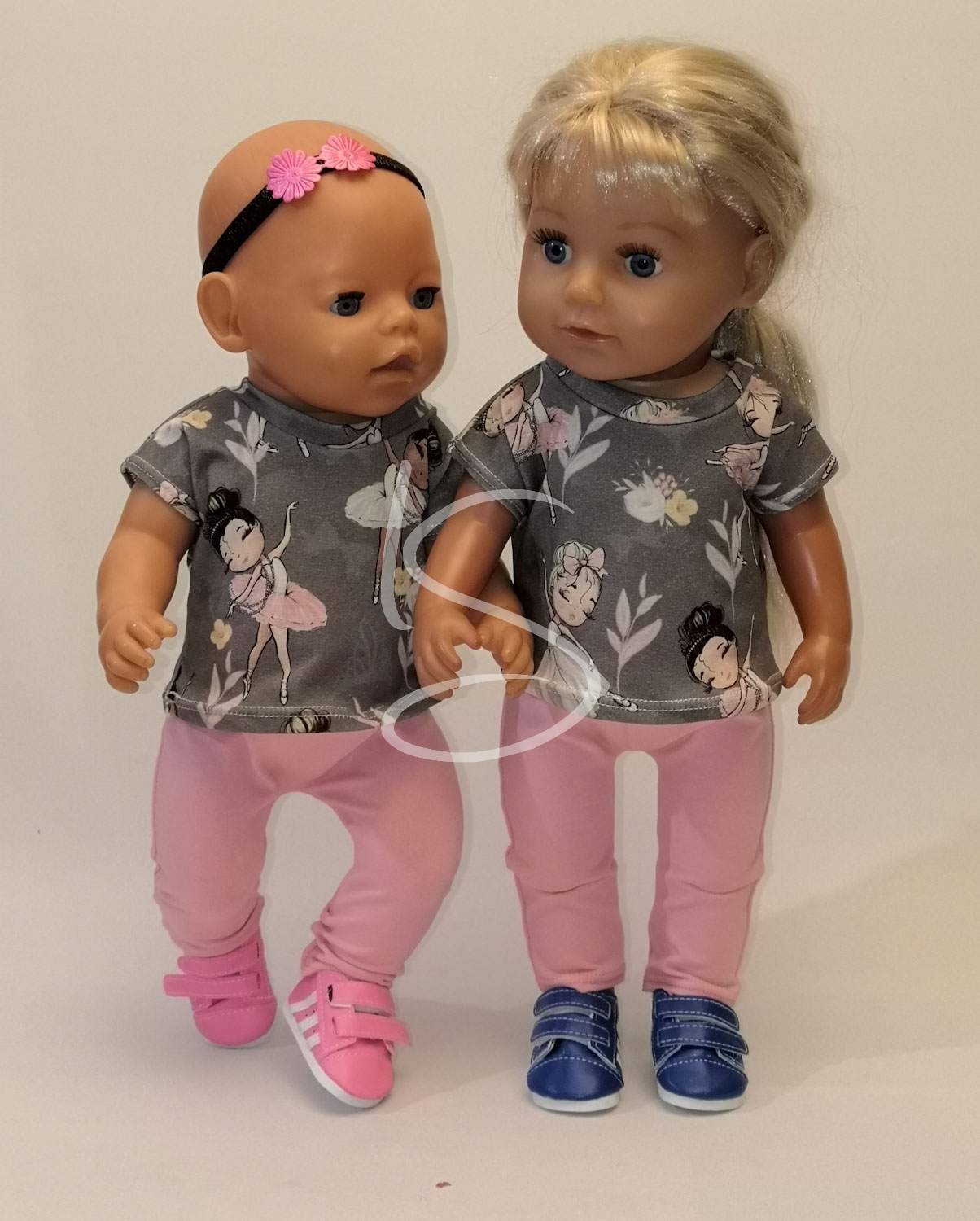 Růžové legíny z úpletu