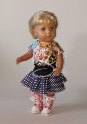 Sukýnka modrá s bílým puntíkem