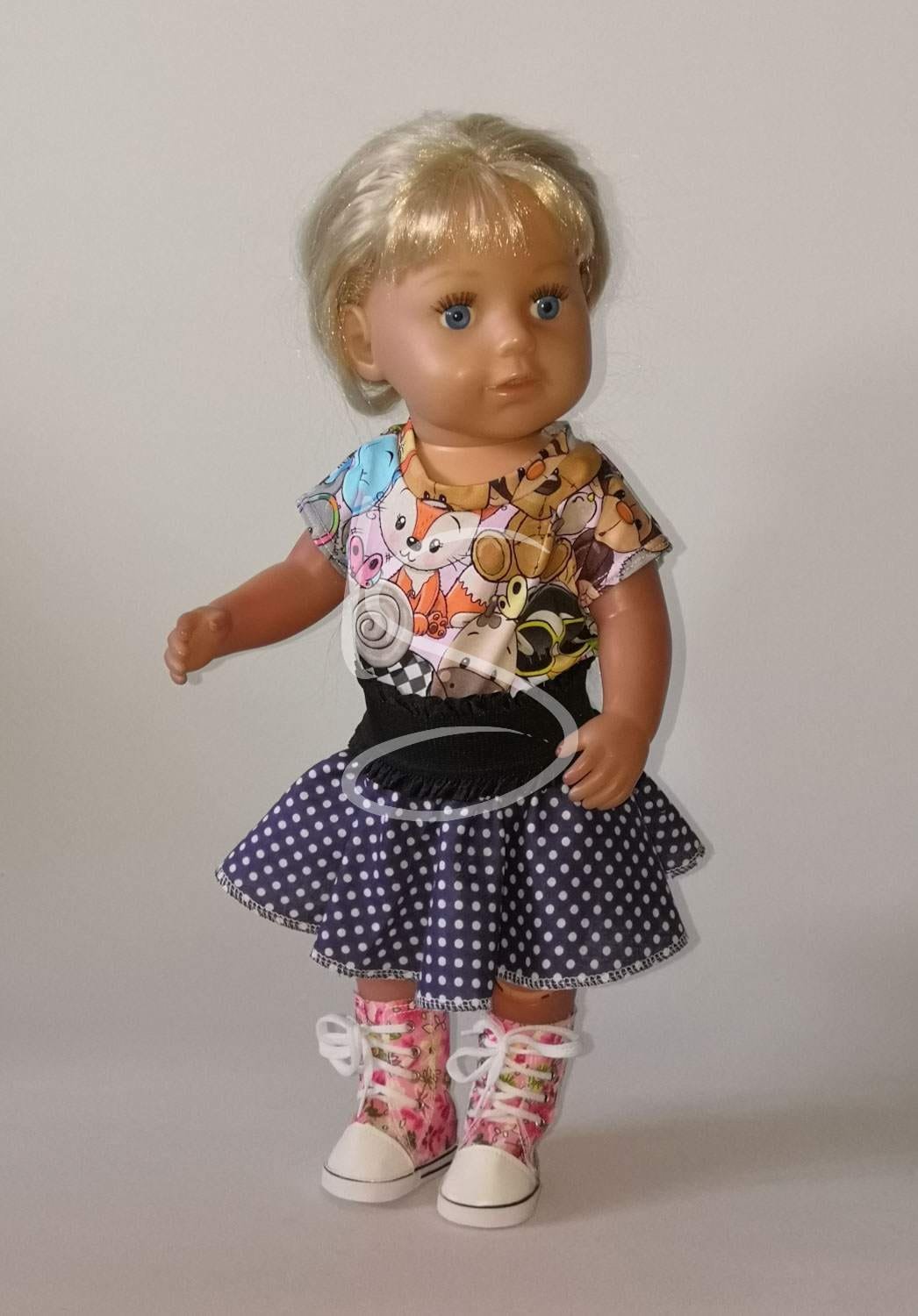 Sukýnka modrá s bílým puntíkem