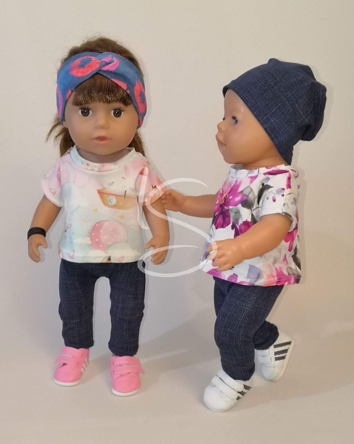 Džínové legíny z úpletu