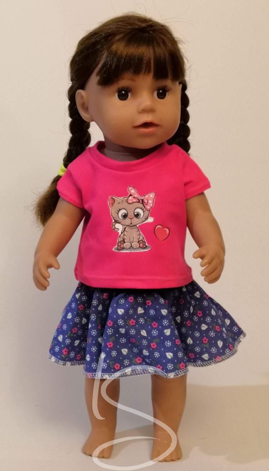 Tričko sytě růžové s hnědou kočkou