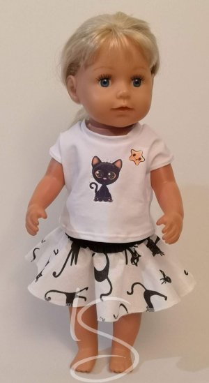 Tričko bílé s černou kočkou