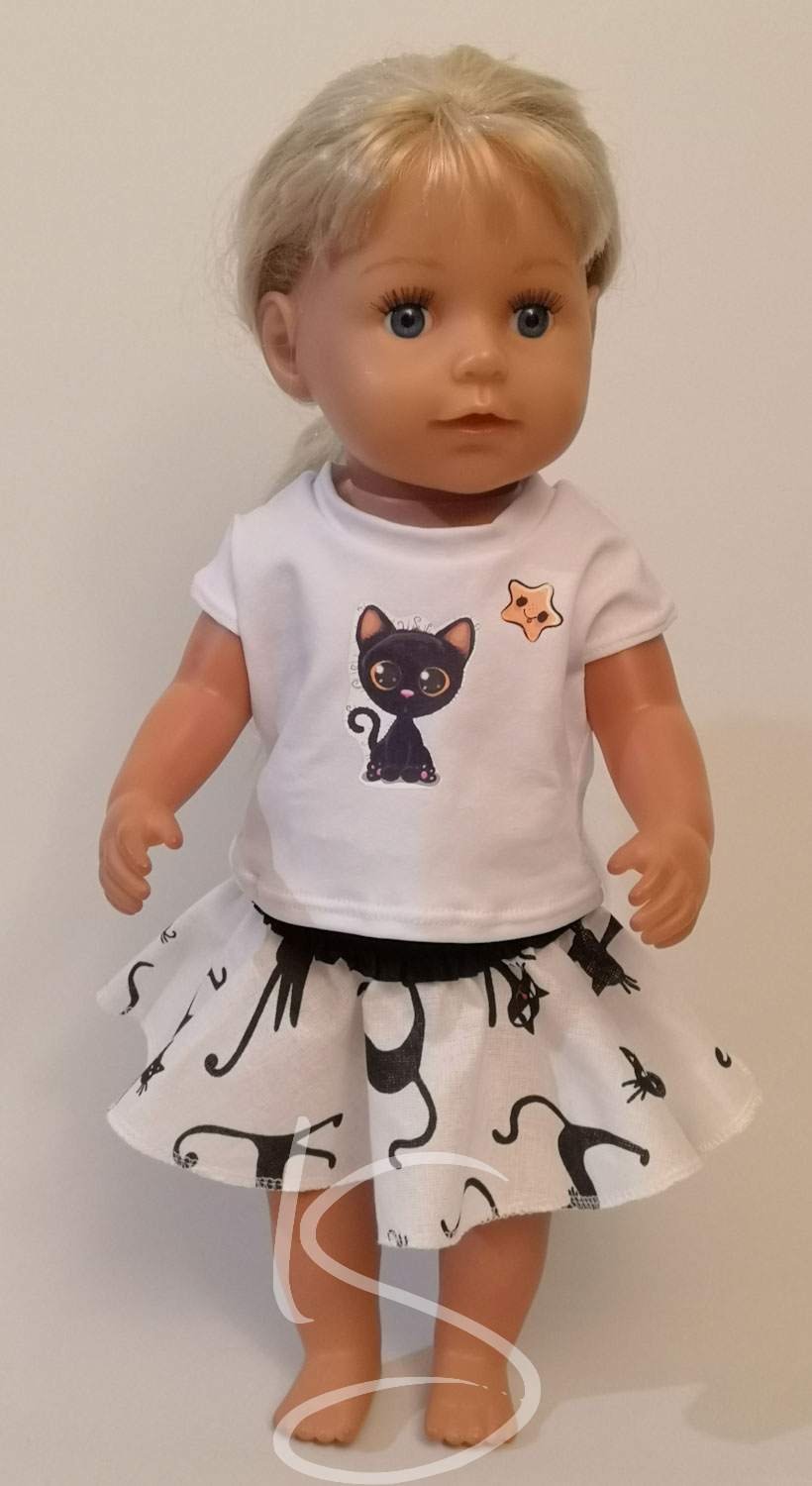 Tričko bílé s černou kočkou