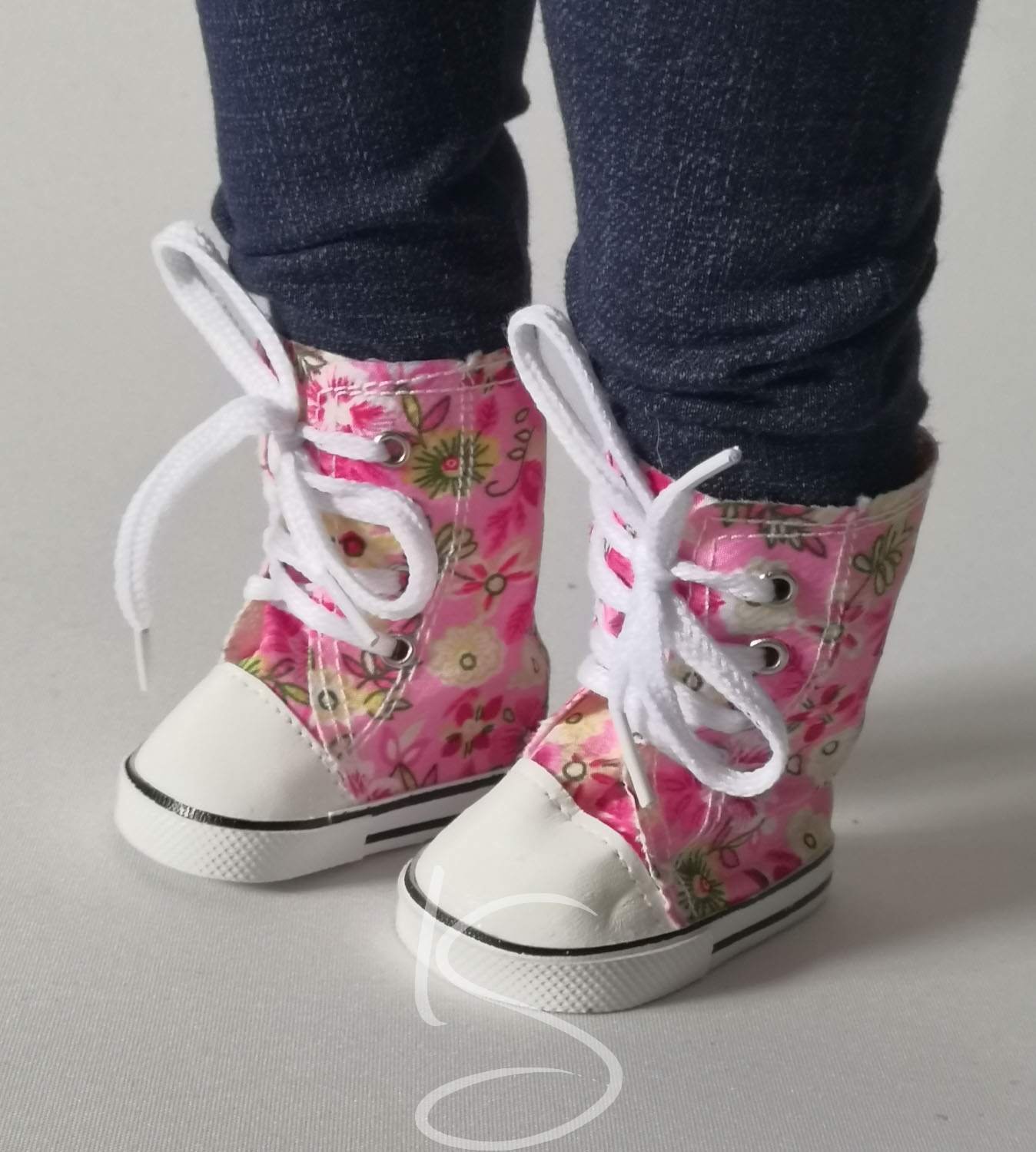 Boty vysoké růžové s květy 1