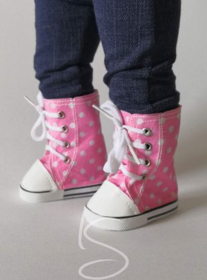 Boty vysoké růžové puntík