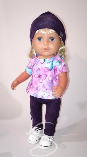 Tričko a legíny a čepice růžový Motýl