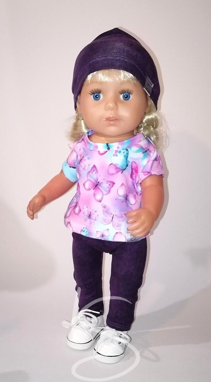 Tričko a legíny a čepice růžový Motýl