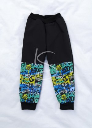 Príšerky černé softshelové kalhoty