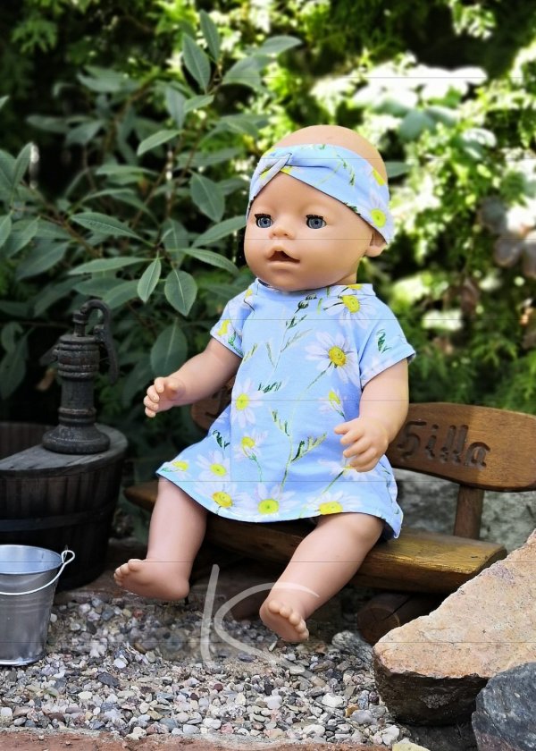 Kopretiny set - šaty, kalhotky, čelenka