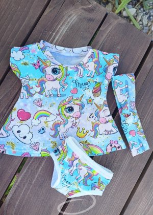 Set jednorožci - šaty, kalhotky, čelenka