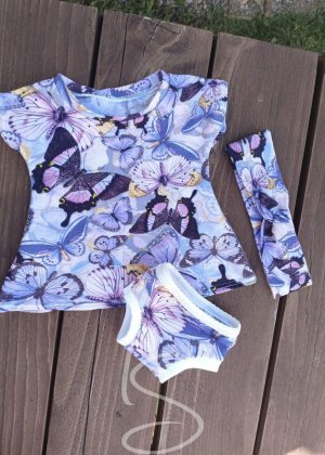 Motýlí set - šaty, kalhotky, čelenka