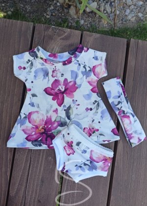 Set květy - šaty, kalhotky, čelenka