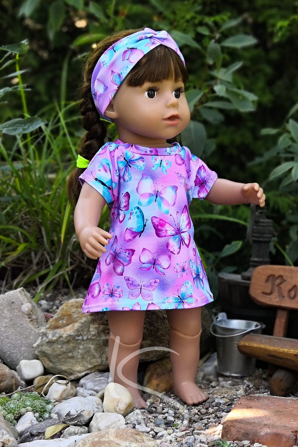 Set motýly na růžové  - šaty, kalhotky, čelenka