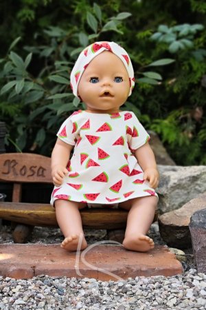 Set melouny na pastelově žluté - šaty, kalhotky, čelenka