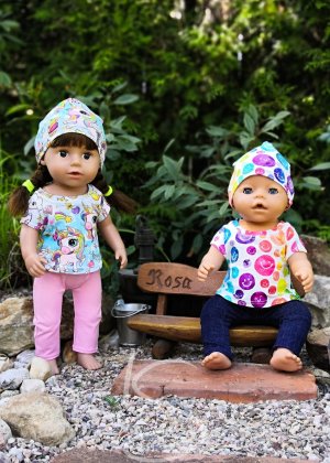 Tričko, legíny a čepice Jednorožci s růžovou