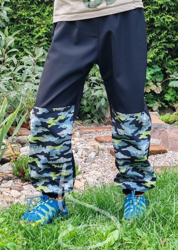 Softshelové zateplené kalhoty žlutý maskáč