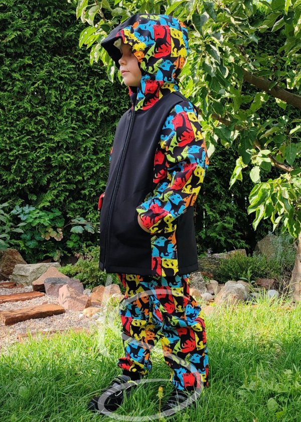 Souprava BAREVNÍ DINO ze zatepleného softshelu