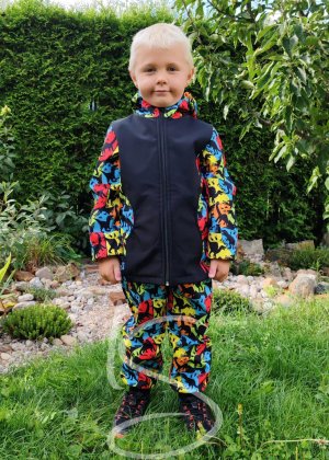 Souprava BAREVNÍ DINO ze zatepleného softshelu