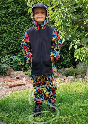 Souprava BAREVNÍ DINO ze zatepleného softshelu