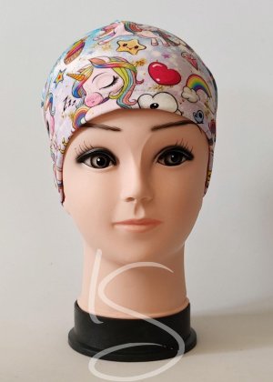 Čepice klasik s jednorožcem na tyrkysovo růžové