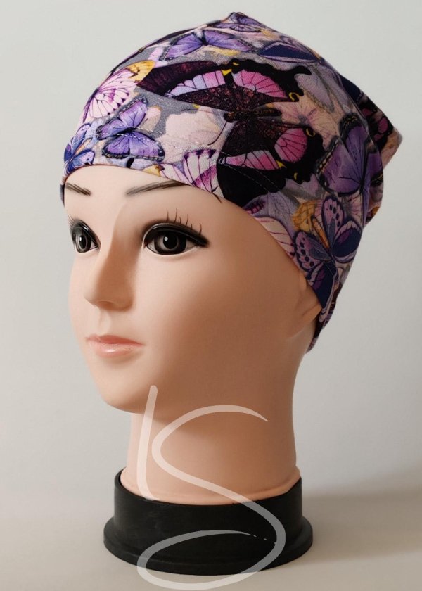 Čepice klasik Fialoví motýlci