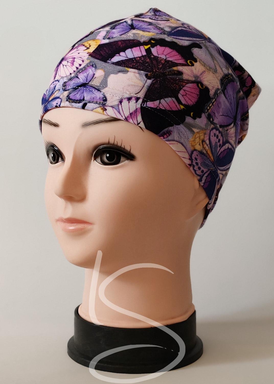 Čepice klasik Fialoví motýlci