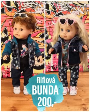 Riflová bunda modrá s kapucí