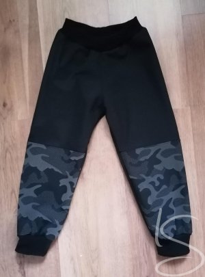 Softshelové zateplené kalhoty reflexní maskáč