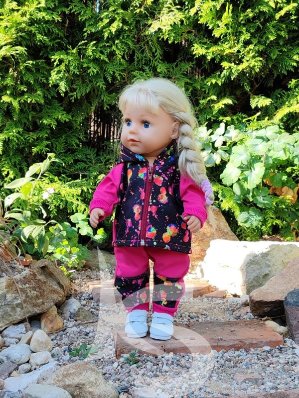 Softshelová souprava neonové fleky s růžovou