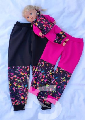 Softshelová souprava neonové fleky s růžovou