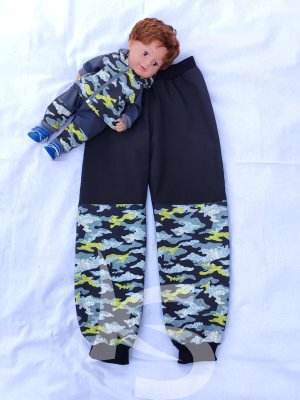 Softshelová souprava maskáč se šedou