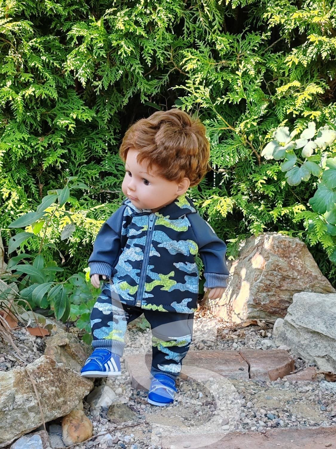 Softshelová souprava maskáč se šedou