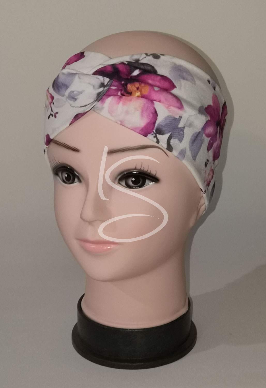 Čelenka křížená jabloňové květy na bílé