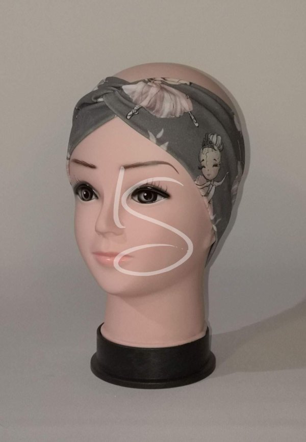 Čelenka křížená růžové baletky na šedé